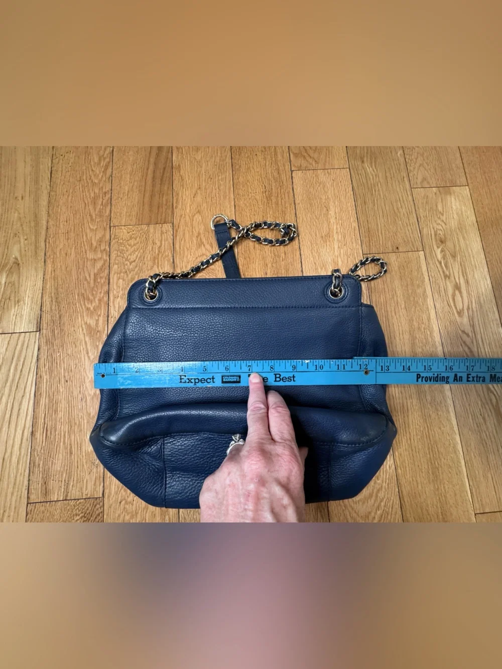 Tory Burch Blue Quilted Leather Shoulder Bag with Chain Strap See Photos